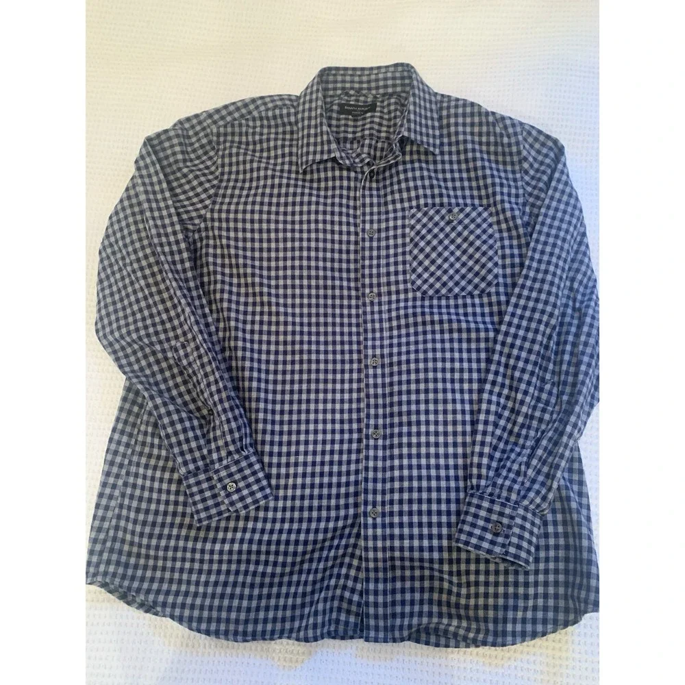 Banana Republic Shirt Mens XL Gray Blue‎ Standard Fit Long Sleeve Button